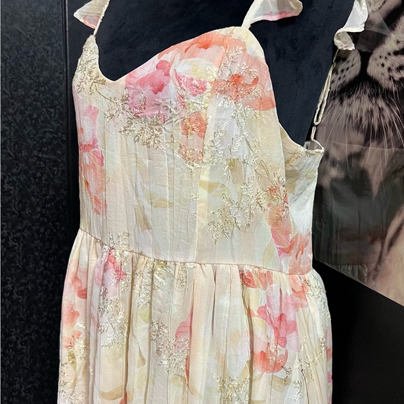 💓Lulus Make Me Blush Peach Floral Print Tiered Maxi Dress.💞SZ XL- NWT - Picture 10 of 16